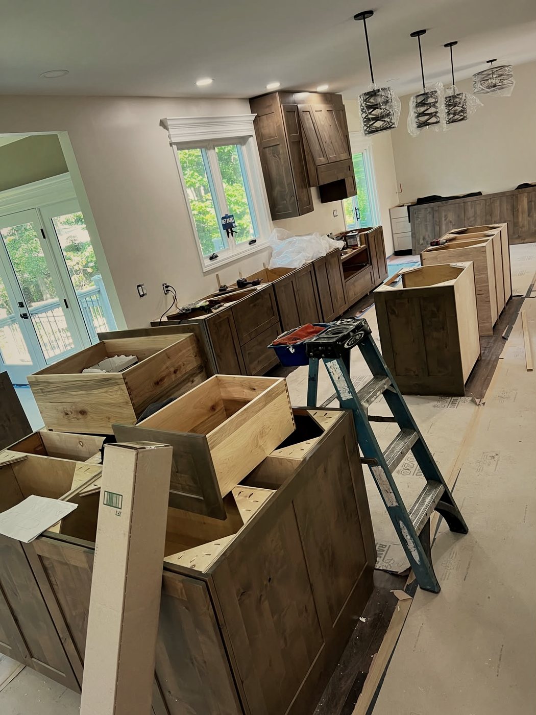 Before: cabinets with no countertops